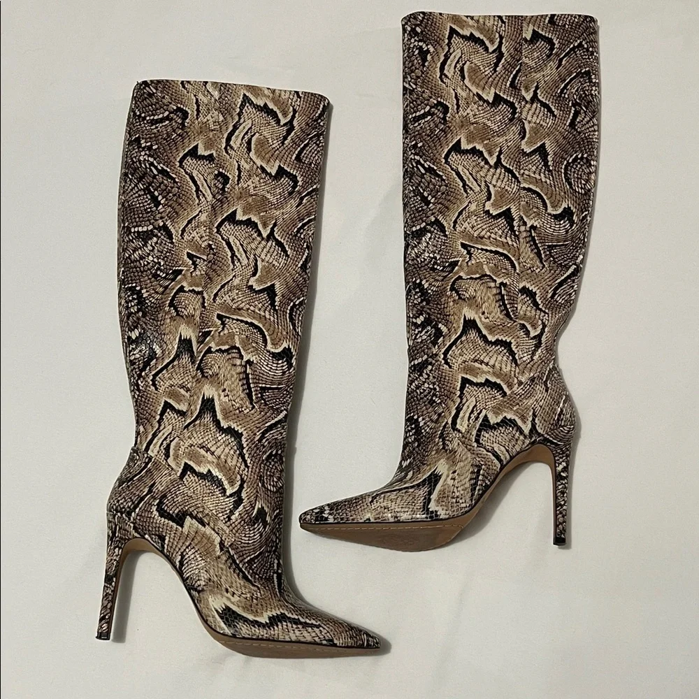 Vince Camuto Fendels Snake Print Leather Knee High Boots